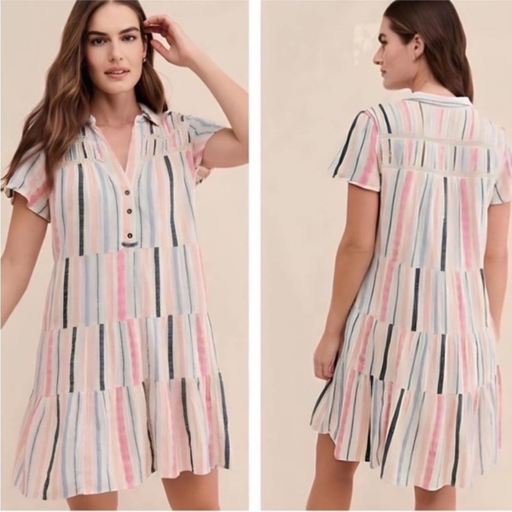 Anthropologie Georgina button down mini in vertical stripe
